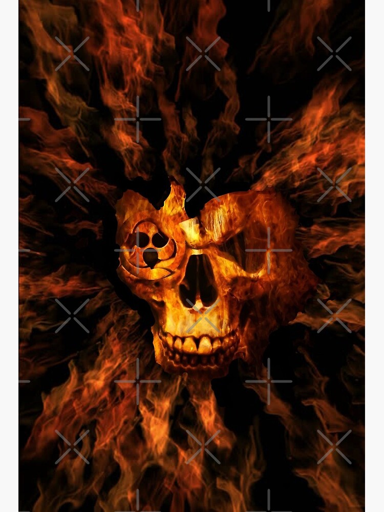 Skull Fire Art Board Print By Johnnyssandart Redbubble