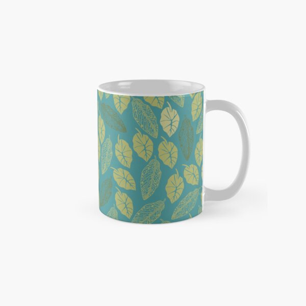 Exotic Tropical Leaves in a contemporary color mix in Teal and shades of Green Classic Mug