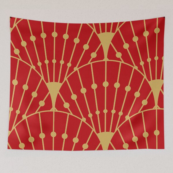 Item preview, Chinese Red Fan Pattern - Feng Shui designed and sold by FengShuiLounge.