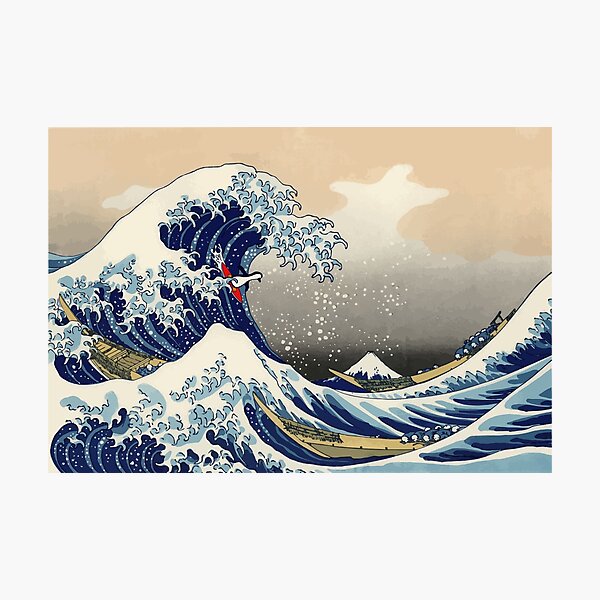 Item preview, Penguin Surfing the Great Wave designed and sold by kmg001.