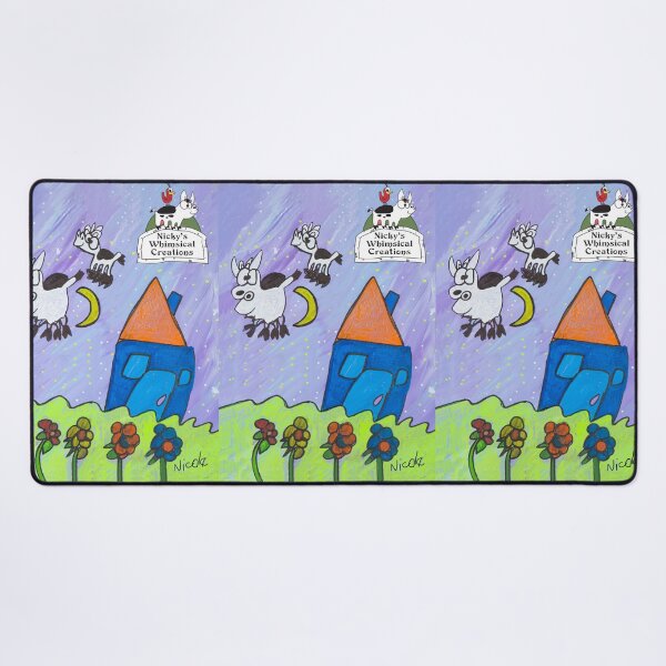 Item preview, Silly Cows Flying in the Moonlight + logo designed and sold by NickysWhimsical.