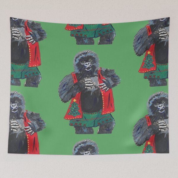 Item preview, Merry Christmas Mr Gorilla Red Vest Green Shorts designed and sold by MonicaArtist.