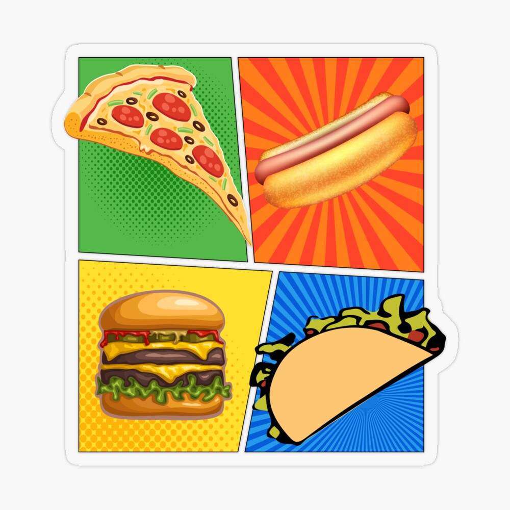 Pizza Hot Dog Burger Taco Foodietoon Fast Food Greeting Card for Sale by  ProjectX23