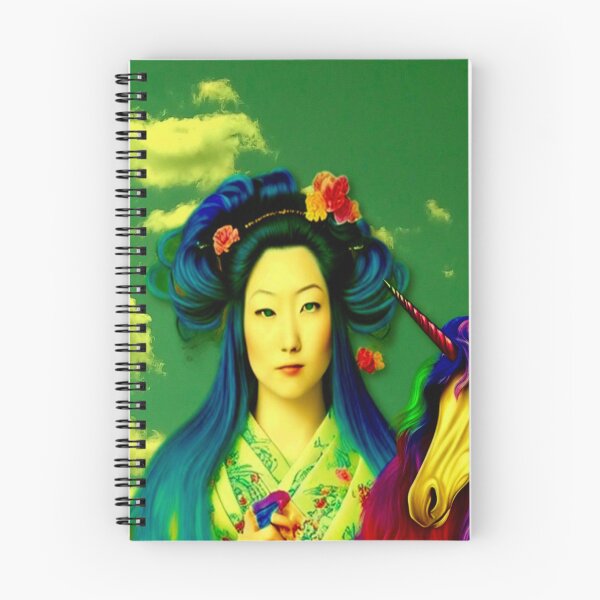 Item preview, Geisha and her unicorn in a peaceful cloud landscape designed and sold by Pepita Selles.