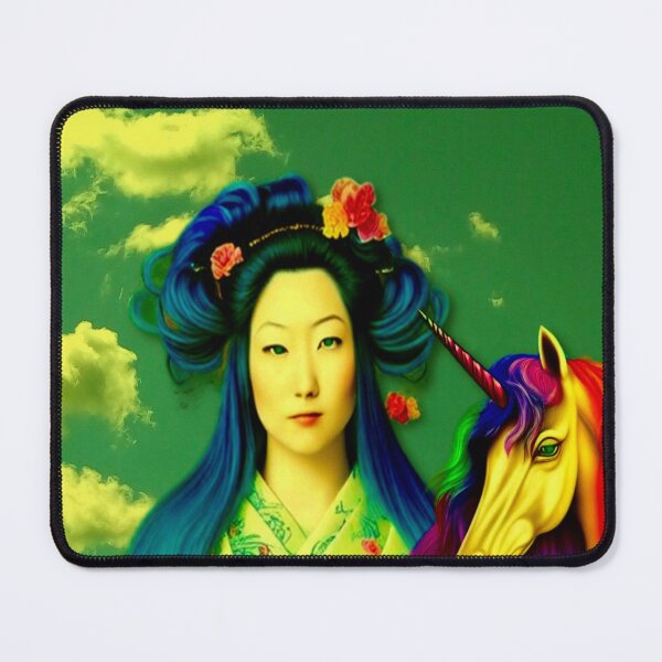 Item preview, Geisha and her unicorn in a peaceful cloud landscape designed and sold by Pepita Selles.