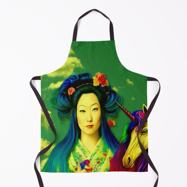 Item preview, Geisha and her unicorn in a peaceful cloud landscape designed and sold by Pepita Selles.