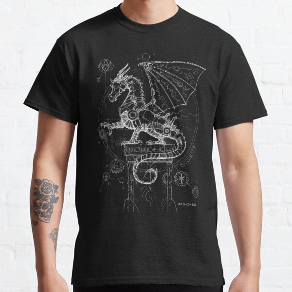 Steampunk Dragon (white) Classic T-Shirt