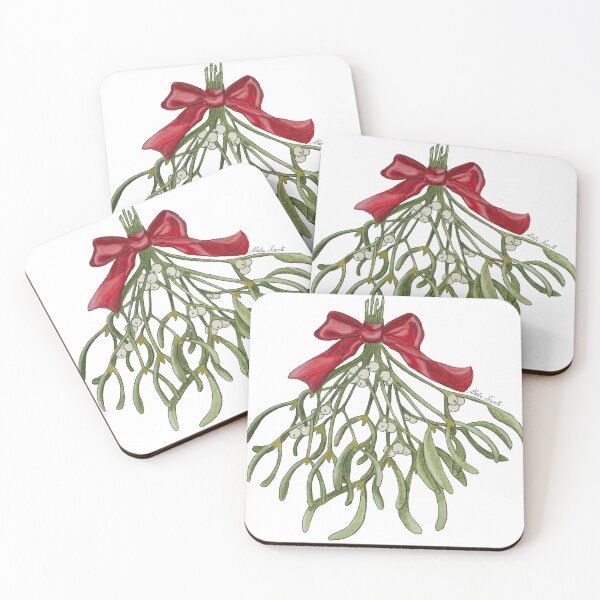 Item preview, Mistletoe branch with bow in watercolor designed and sold by Malu-Iriarte.