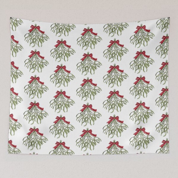 Item preview, Mistletoe branch with bow in watercolor designed and sold by Malu-Iriarte.