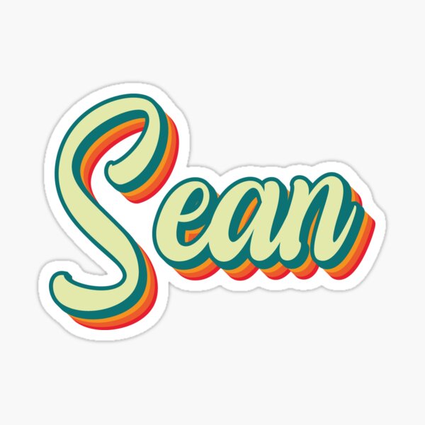 "Sean Name Label in retro color" Sticker for Sale by