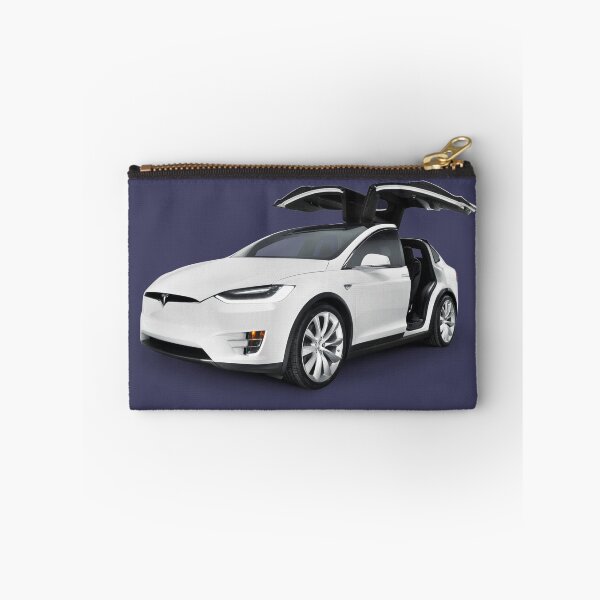 Item preview, White 2017 Tesla Model X luxury SUV electric car with open falcon-wing doors art photo print designed and sold by MaximImages .com Exquisite Arts.
