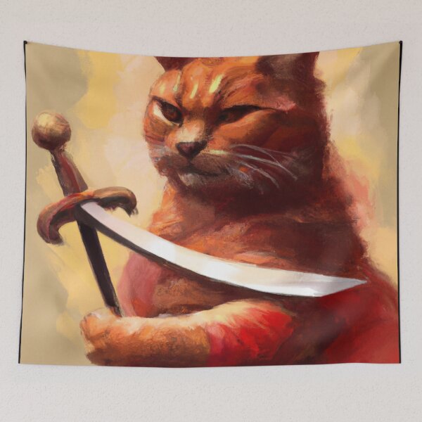 Item preview, Cass the Cat, with sword (Baroque) designed and sold by thecatandkettle.