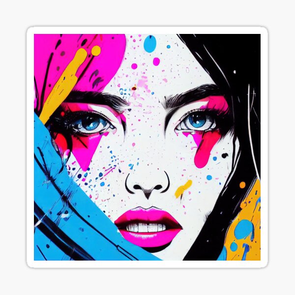 Tableau Pop Art Visage Stickers Femme