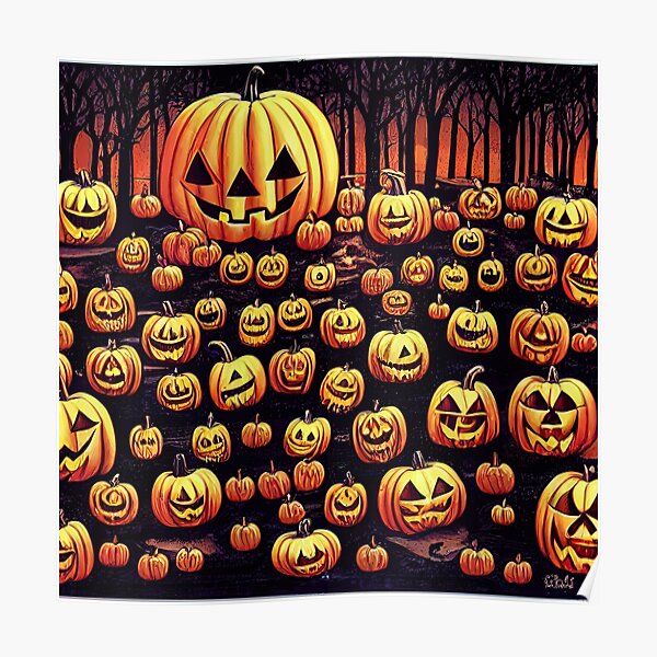 Draw Halloween Pumpkin Posters For Sale | Redbubble