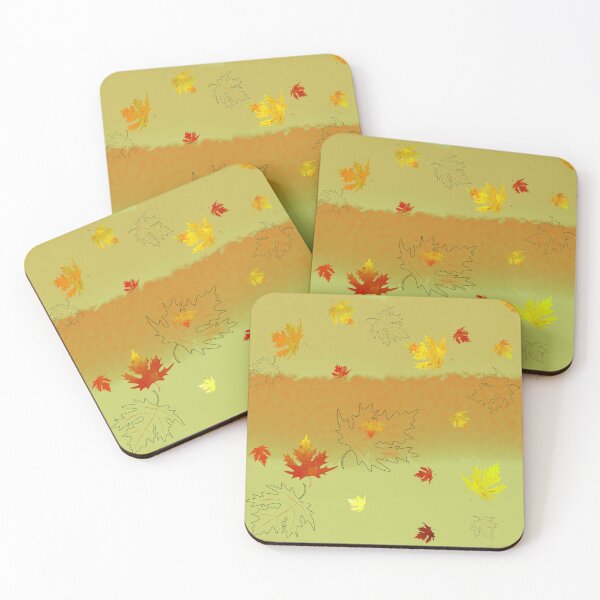 Item preview, autumn, leaves, contour, multicolor, orange background designed and sold by Maria Mihailova.