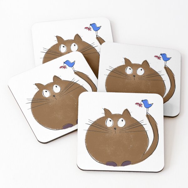 Item preview, Chonky Boy Fat Cat With Blue Bird  designed and sold by Julie Woolfolk.