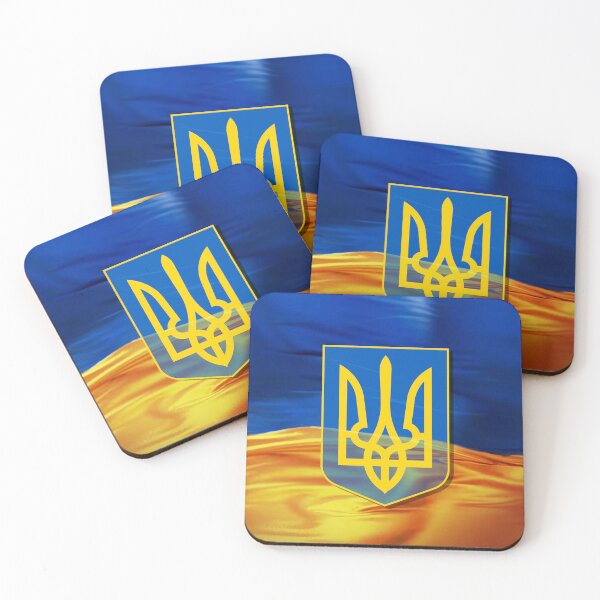 Item preview, Ukrainian Flag with Ukraine Trident  designed and sold by Digi Artworks Store.