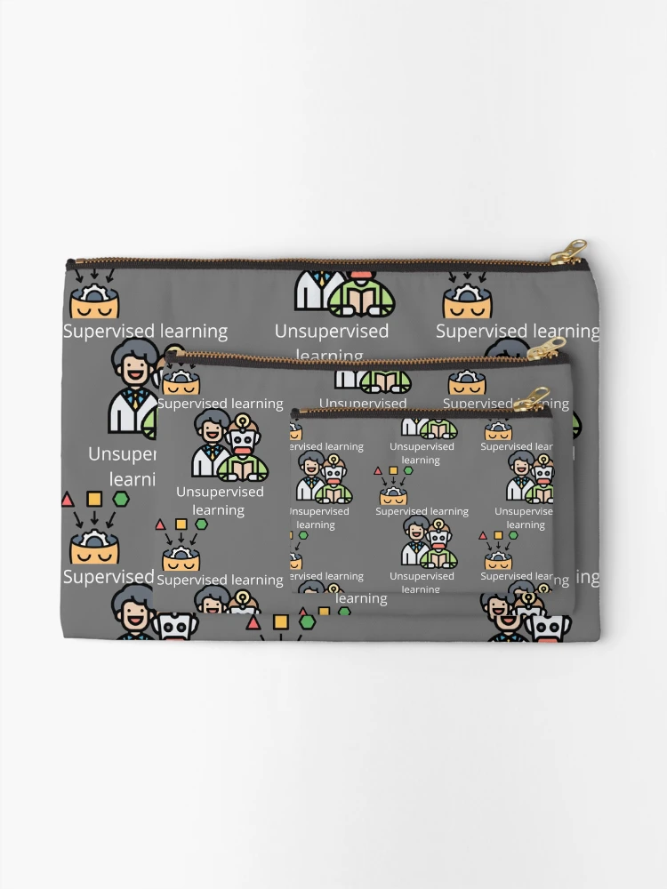 Thumbnail 2 of 4, Zipper Pouch, Unsupervised learning Supervised learning designed and sold by UpcomingTech.