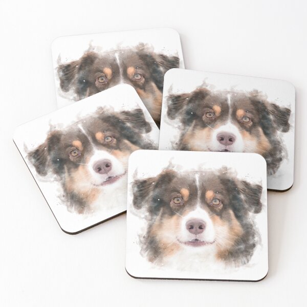 Item preview, Red Tri Australian Shepherd Watercolour Artwork designed and sold by Typeglyphs.
