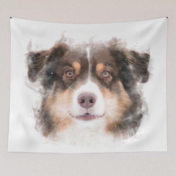 Item preview, Red Tri Australian Shepherd Watercolour Artwork designed and sold by Typeglyphs.