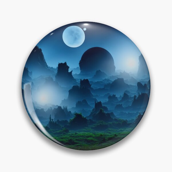 Item preview, Fantasy alien landscape with alien artifacts and two moons designed and sold by BrachiaST.
