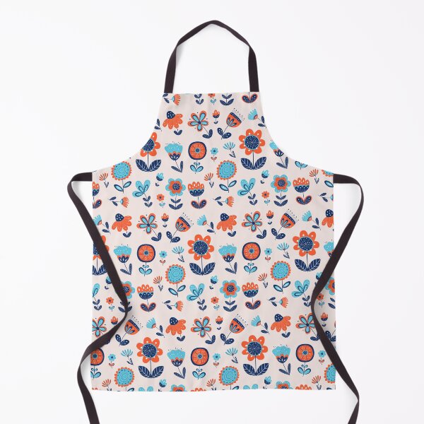 Item preview, Nordic style flowers - blue and orange pattern designed and sold by LaBelleMaison.