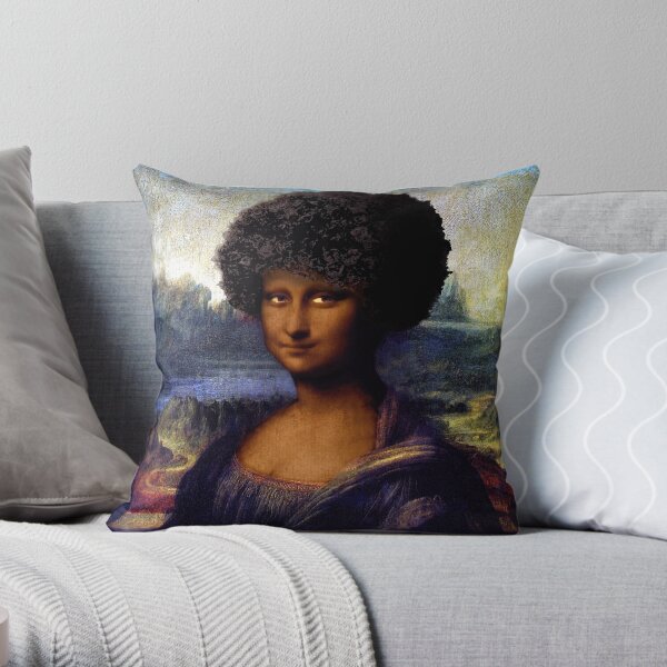 Black Mona Lisa Throw Pillow