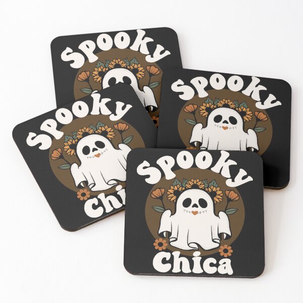 Item preview, Spooky Chica Cute and Funny Retro Ghost with Sunflowers Design - Black designed and sold by PearlMoonGrapes.
