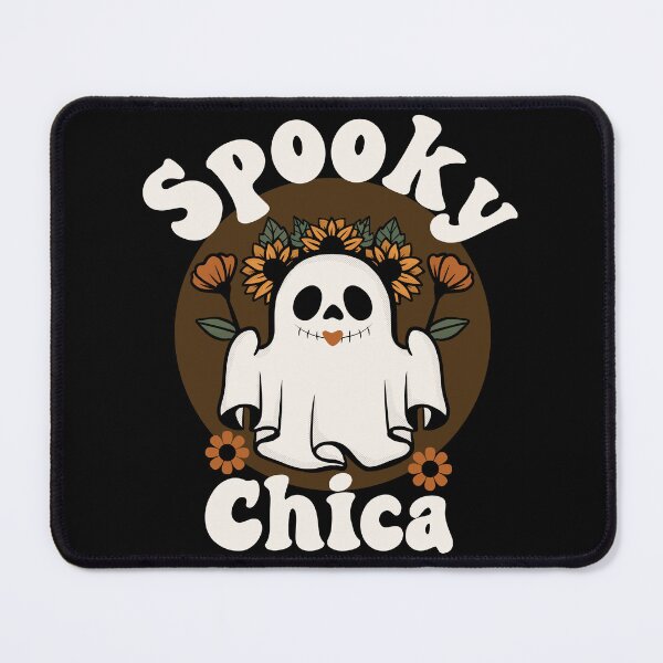 Item preview, Spooky Chica Cute and Funny Retro Ghost with Sunflowers Design - Black designed and sold by PearlMoonGrapes.