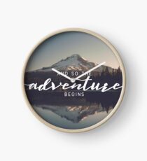 And So The Adventure Begins - Woods Trees Forest Mountain Wall Decor Clock