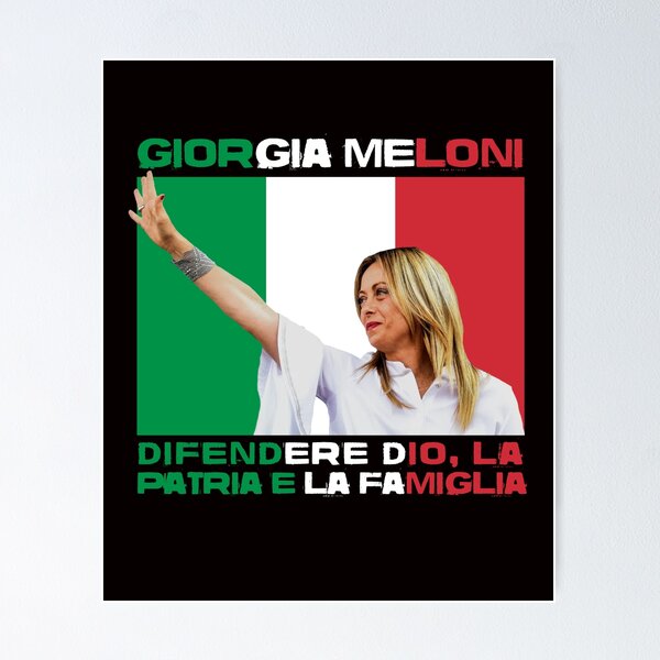 Item preview, Giorgia Meloni - Defending God, Country & Family Political designed and sold by The Masked Designer.