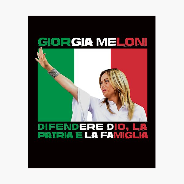 Artikel-Vorschau von Giorgia Meloni - Verteidigung Gottes, Land- und Familienpolitik, designt und verkauft von The Masked Designer.