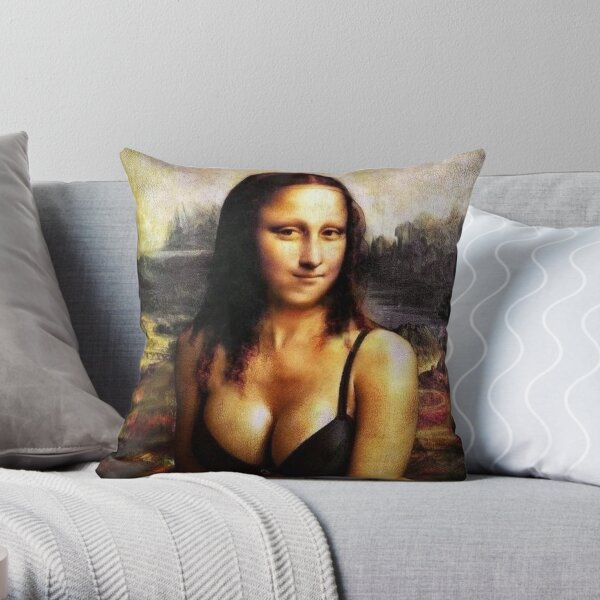 Mona Lisa in a Bikini Throw Pillow