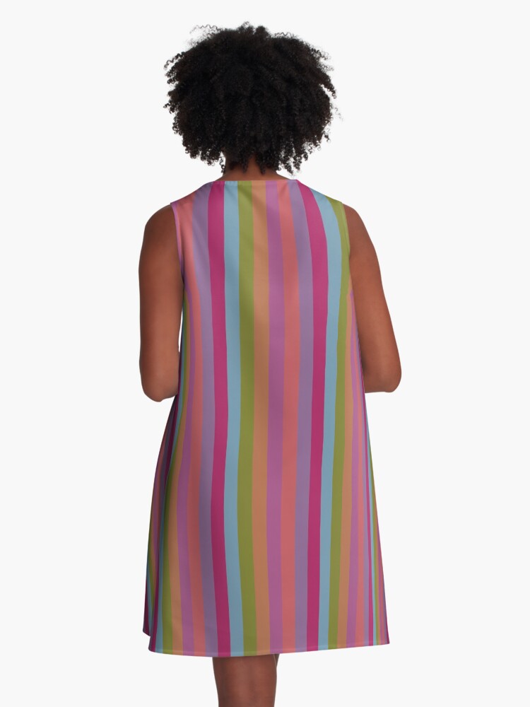 Thumbnail 3 of 4, A-Line Dress, Springing Stripes designed and sold by kinkatstyle.