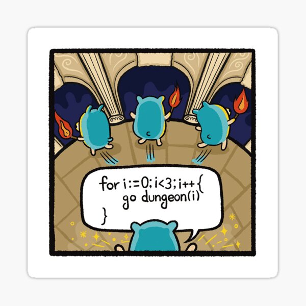 Item preview, Gopher says in Go: go dungeon() designed and sold by Gopher says in Go.