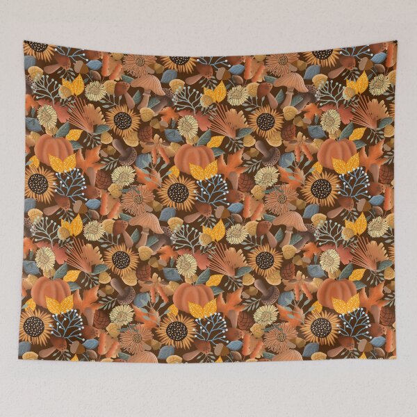 Item preview, Autumn Botanicals on Burnt Umber  designed and sold by MarcyBrennanArt.