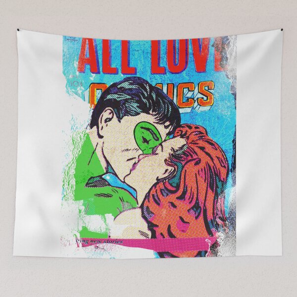 Item preview, Torn Comic book cover | Retro| Superhero kiss  | Vintage | Lichtenstein Inspired designed and sold by spinolator.