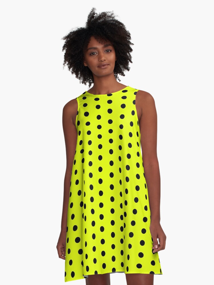 yellow dress black polka dots