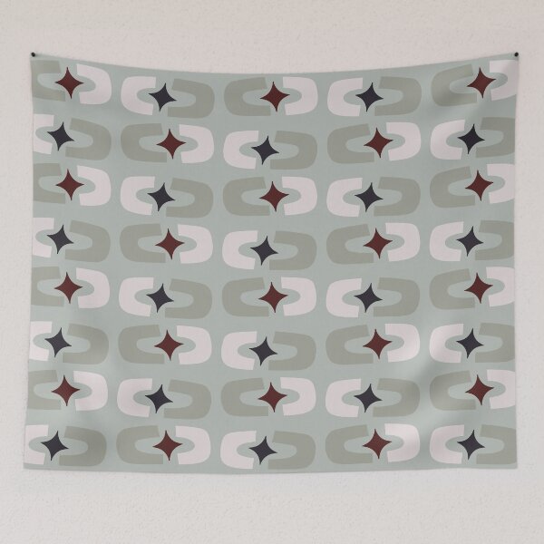 Item preview, Retro Core Geometric Rectangles And Cosmic Sparkle Stars Mod Pattern Gray Teal designed and sold by scorpiolane.