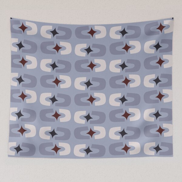 Item preview, Retro Core Geometric Rectangles And Cosmic Sparkle Stars Mod Pattern Pigeon Blue designed and sold by scorpiolane.