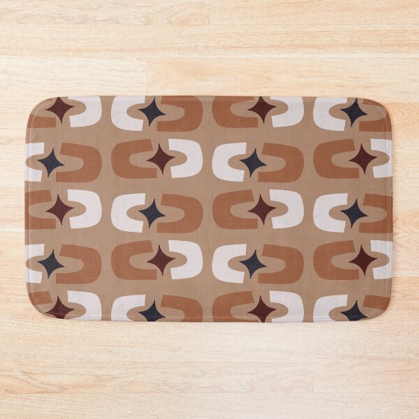 Item preview, Retro Core Geometric Rectangles And Cosmic Sparkle Stars Mod Pattern Brown designed and sold by scorpiolane.