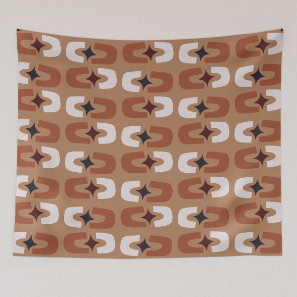 Item preview, Retro Core Geometric Rectangles And Cosmic Sparkle Stars Mod Pattern Caramel designed and sold by scorpiolane.