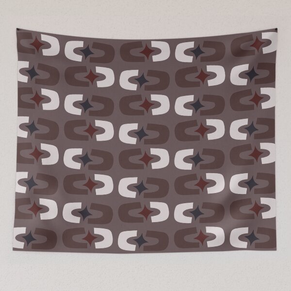 Item preview, Retro Core Geometric Rectangles And Cosmic Sparkle Stars Mod Pattern Walnut Brown designed and sold by scorpiolane.