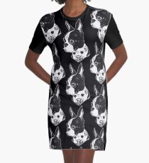 Tattooed Boston Terrier Graphic T-Shirt Dress