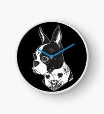 Tattooed Boston Terrier Clock
