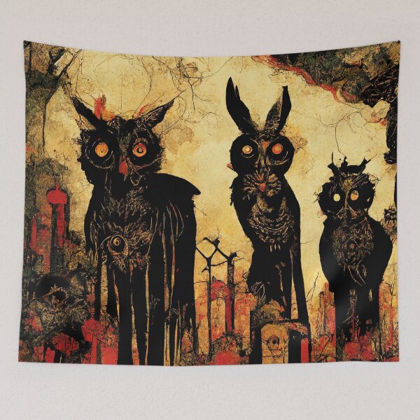 Item preview, Gothic Punk Murdered Satanic Possessed Death Owls designed and sold by MysticAlgorithm.