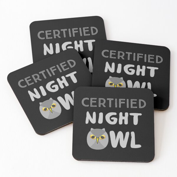 Item preview, Certified Night Owl Statement with Gray and Yellow Bird (Black Background)  designed and sold by ArtByLM.