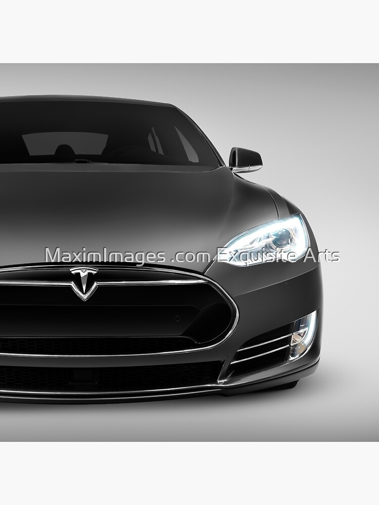 Gray Tesla Model S luxury electric car front view art photo print Tote Bag  for Sale by MaximImages .com Exquisite Arts