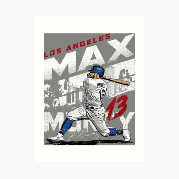 Max Muncy Baseball Paper Poster Dodgers 2 - Max Muncy - T-Shirt