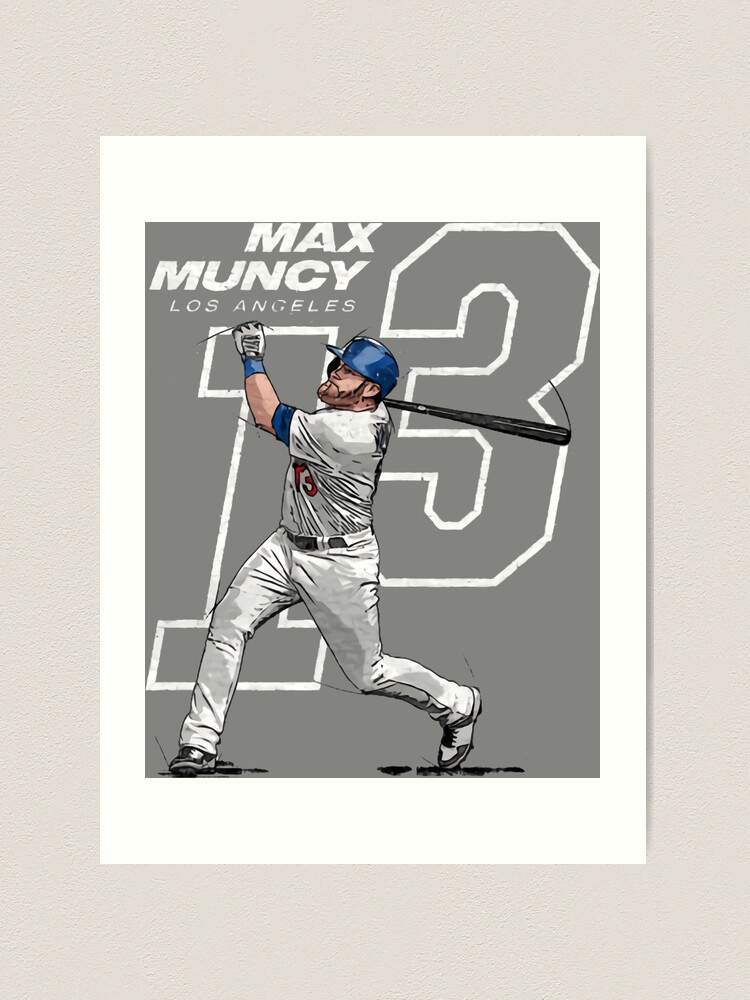 Max Muncy Baseball Paper Poster Dodgers 2 - Max Muncy - T-Shirt